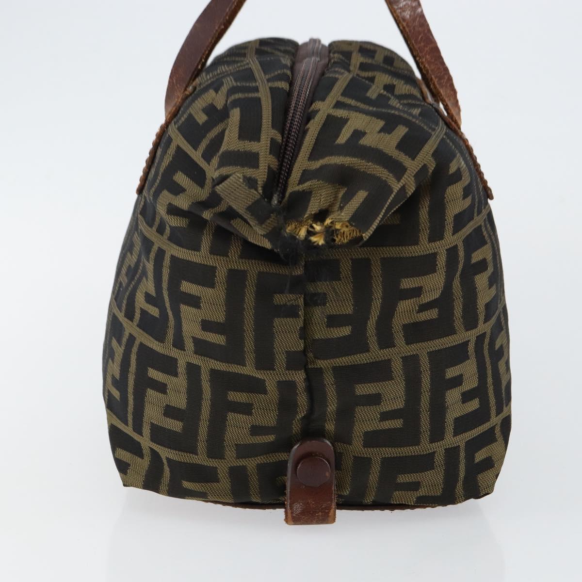 FENDI Zucca Canvas Hand Bag Black Brown Auth 144248