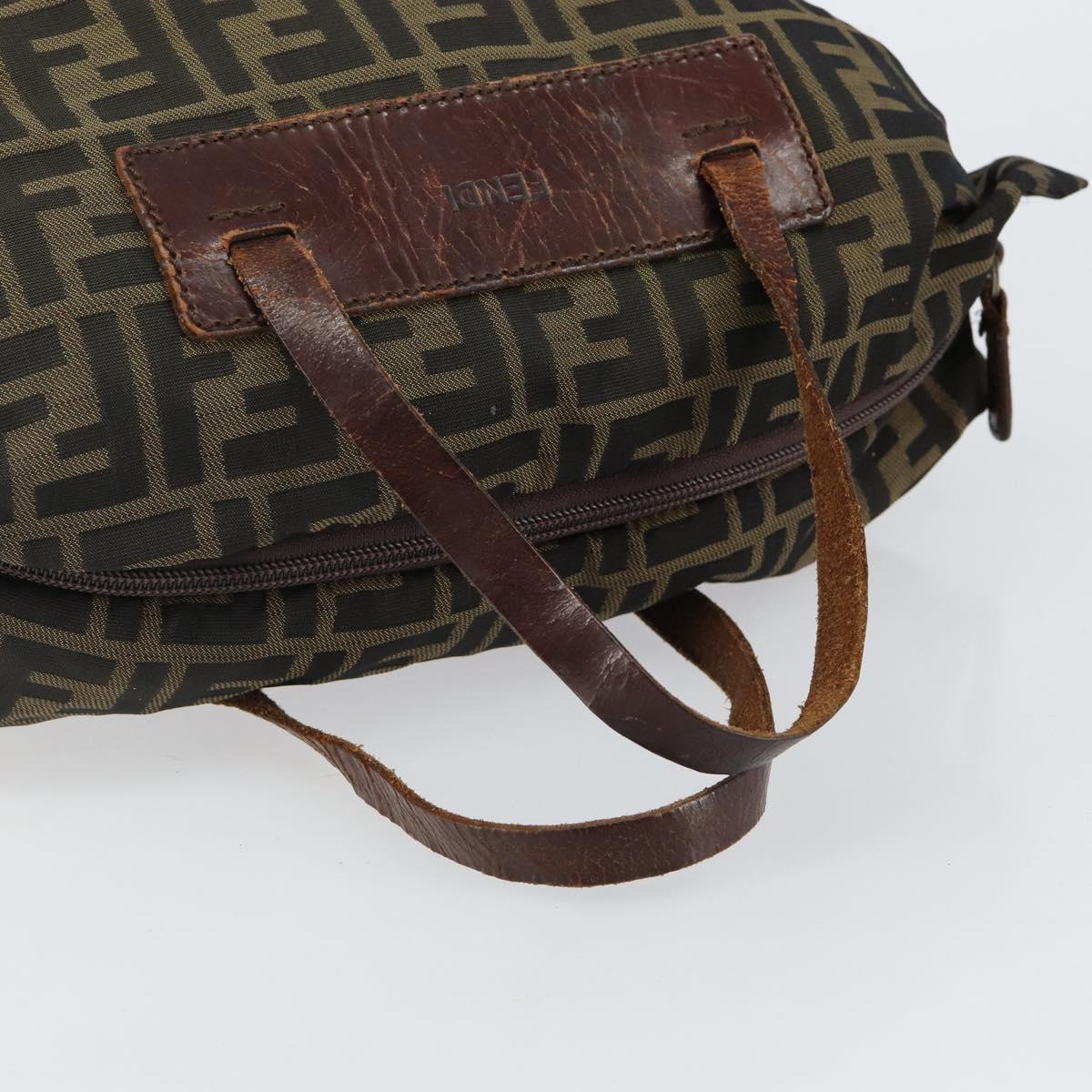 FENDI Zucca Canvas Hand Bag Black Brown Auth 144248