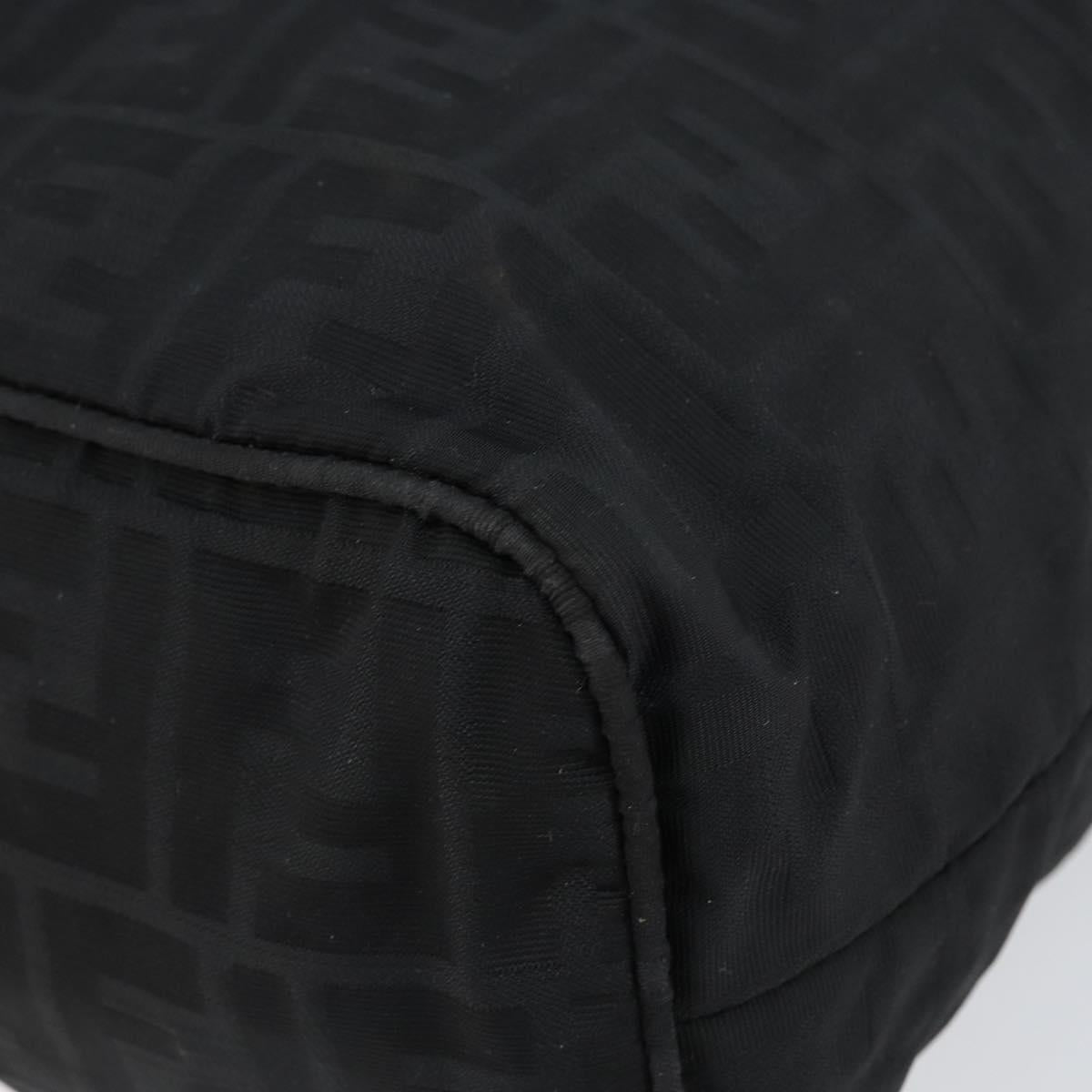 FENDI Zucca Canvas Tote Bag Black Silver Auth 144249