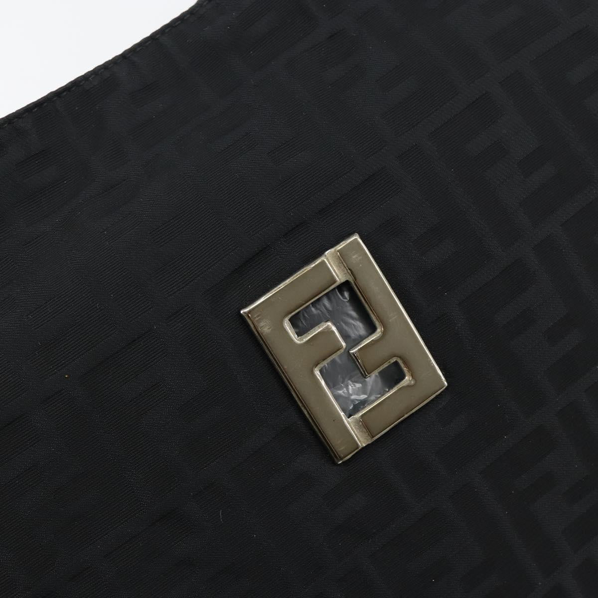 FENDI Zucca Canvas Tote Bag Black Silver Auth 144249