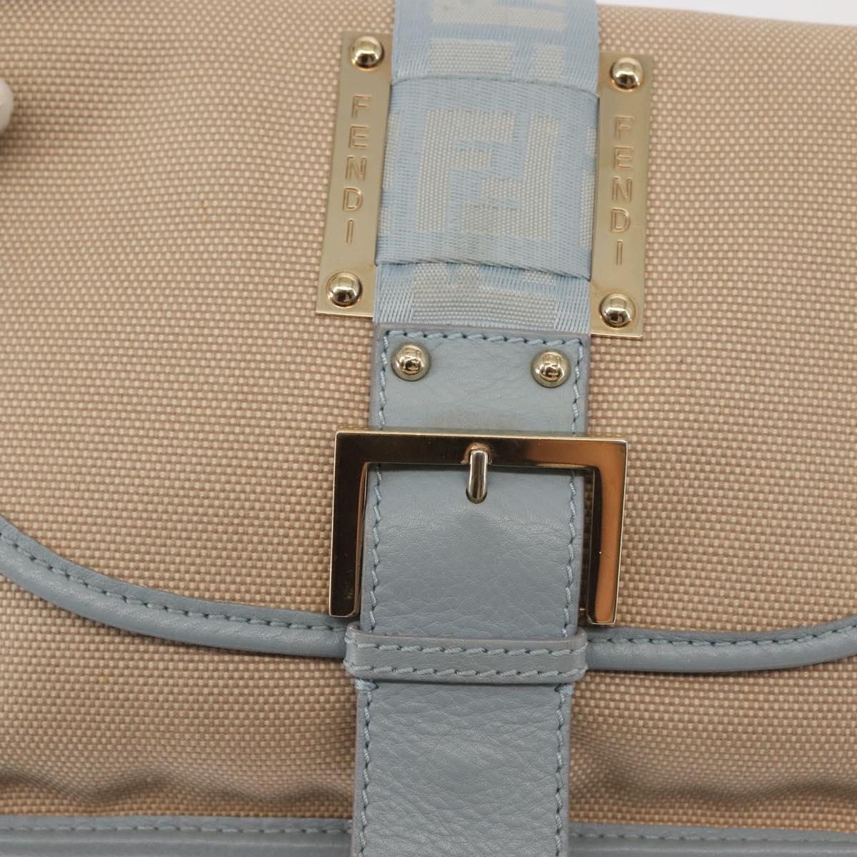 FENDI Zucca Canvas Shoulder Bag Beige Gold Auth 144250