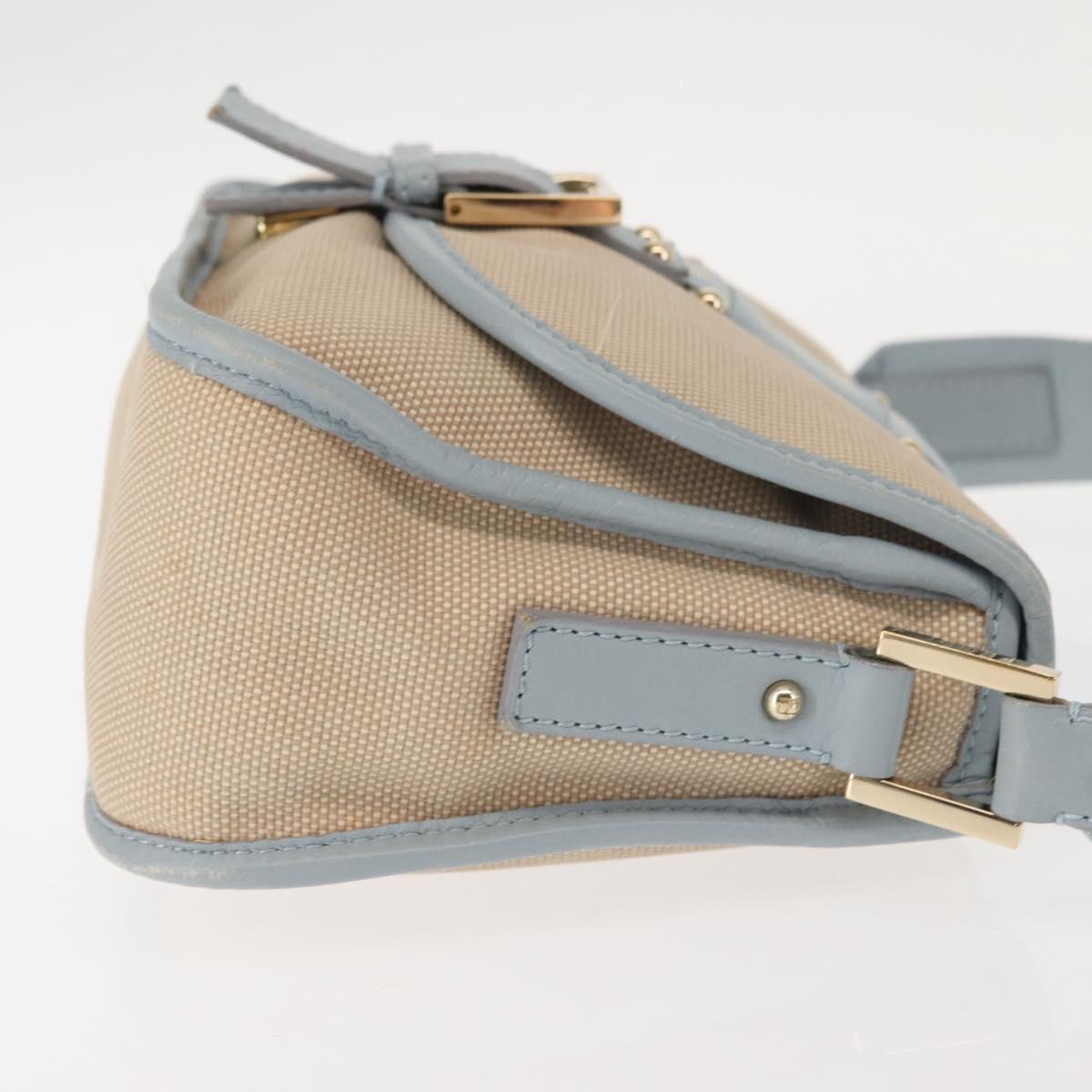 FENDI Zucca Canvas Shoulder Bag Beige Gold Auth 144250
