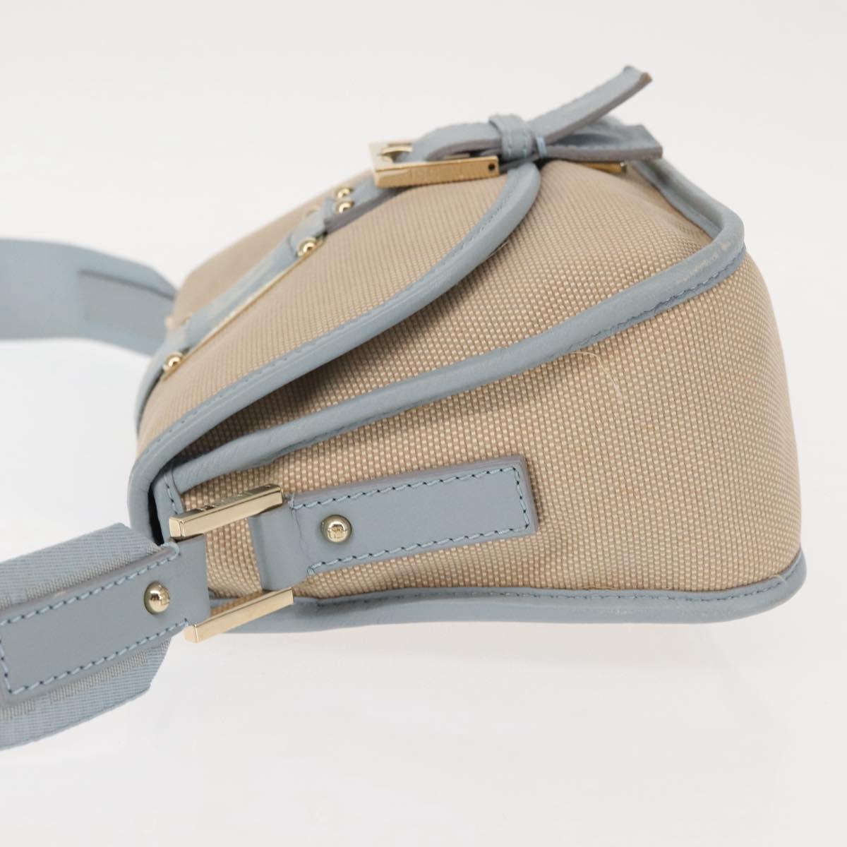 FENDI Zucca Canvas Shoulder Bag Beige Gold Auth 144250