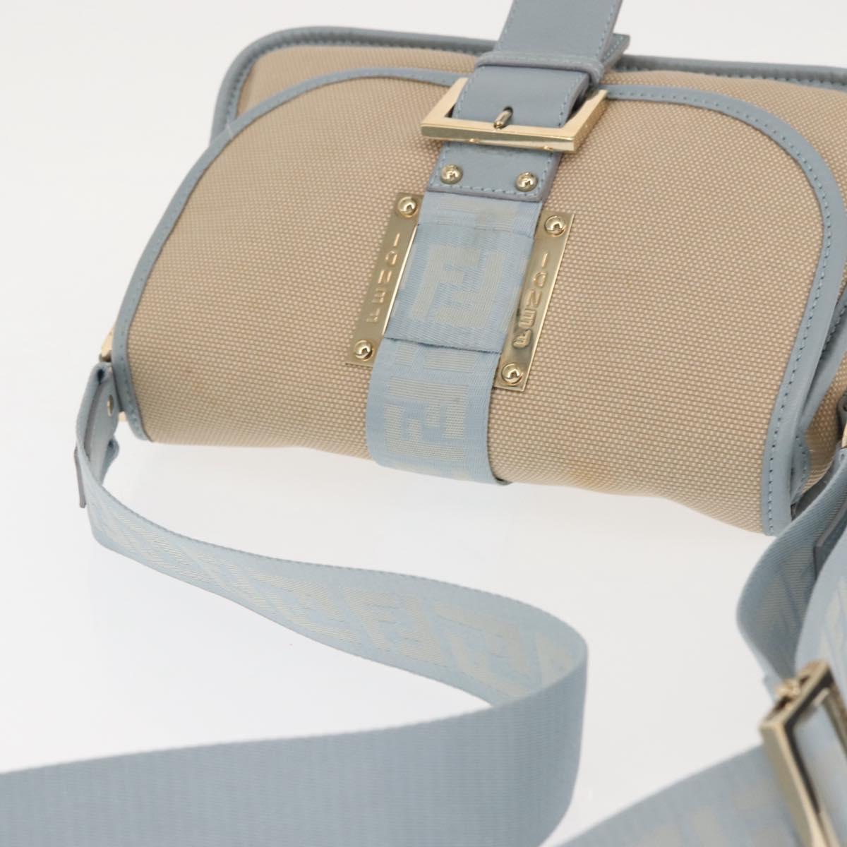 FENDI Zucca Canvas Shoulder Bag Beige Gold Auth 144250