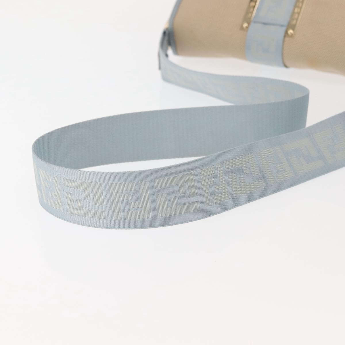 FENDI Zucca Canvas Shoulder Bag Beige Gold Auth 144250