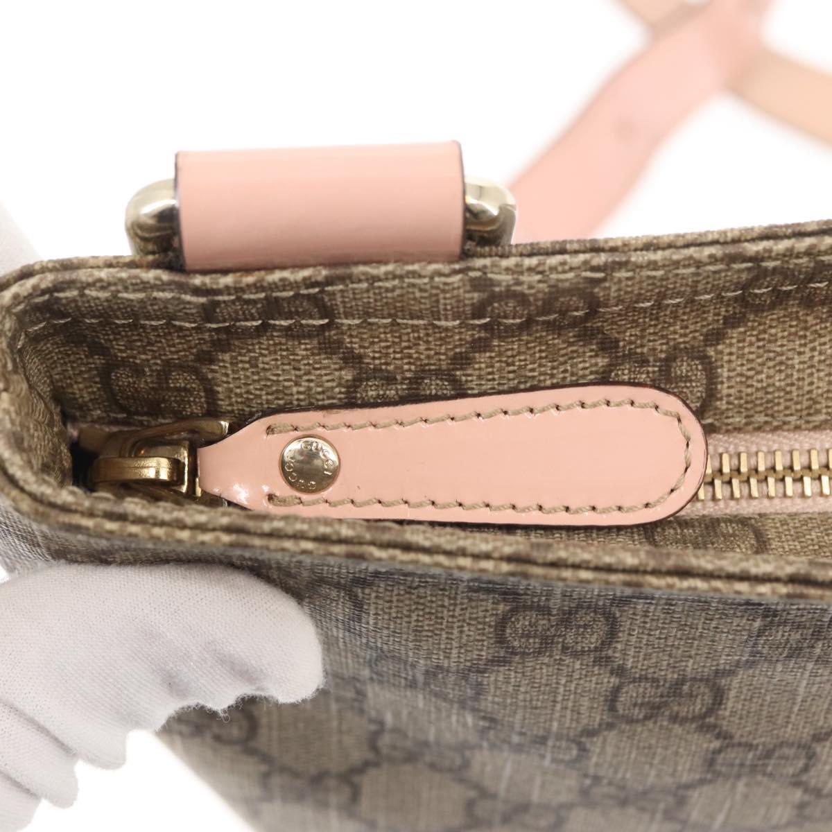 GUCCI GG Supreme Shoulder Bag PVC Beige Gold 201446 Auth 144254