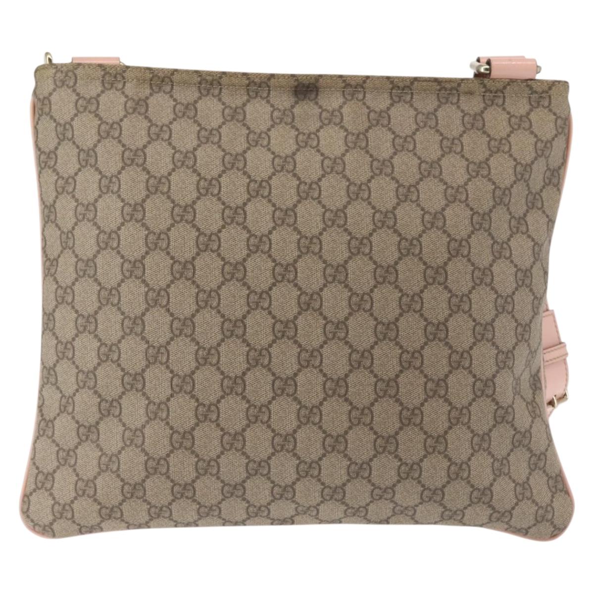 GUCCI GG Supreme Shoulder Bag PVC Beige Gold 201446 Auth 144254