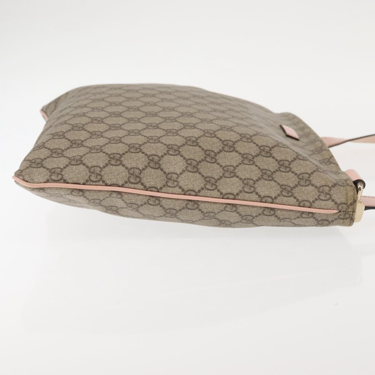 GUCCI GG Supreme Shoulder Bag PVC Beige Gold 201446 Auth 144254