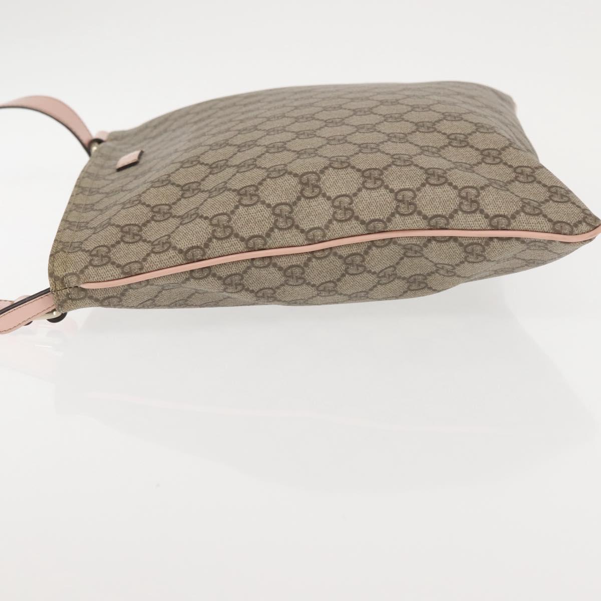 GUCCI GG Supreme Shoulder Bag PVC Beige Gold 201446 Auth 144254