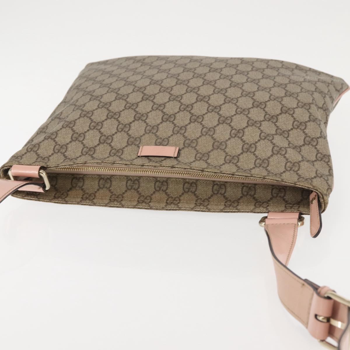 GUCCI GG Supreme Shoulder Bag PVC Beige Gold 201446 Auth 144254
