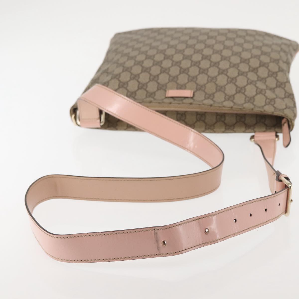 GUCCI GG Supreme Shoulder Bag PVC Beige Gold 201446 Auth 144254
