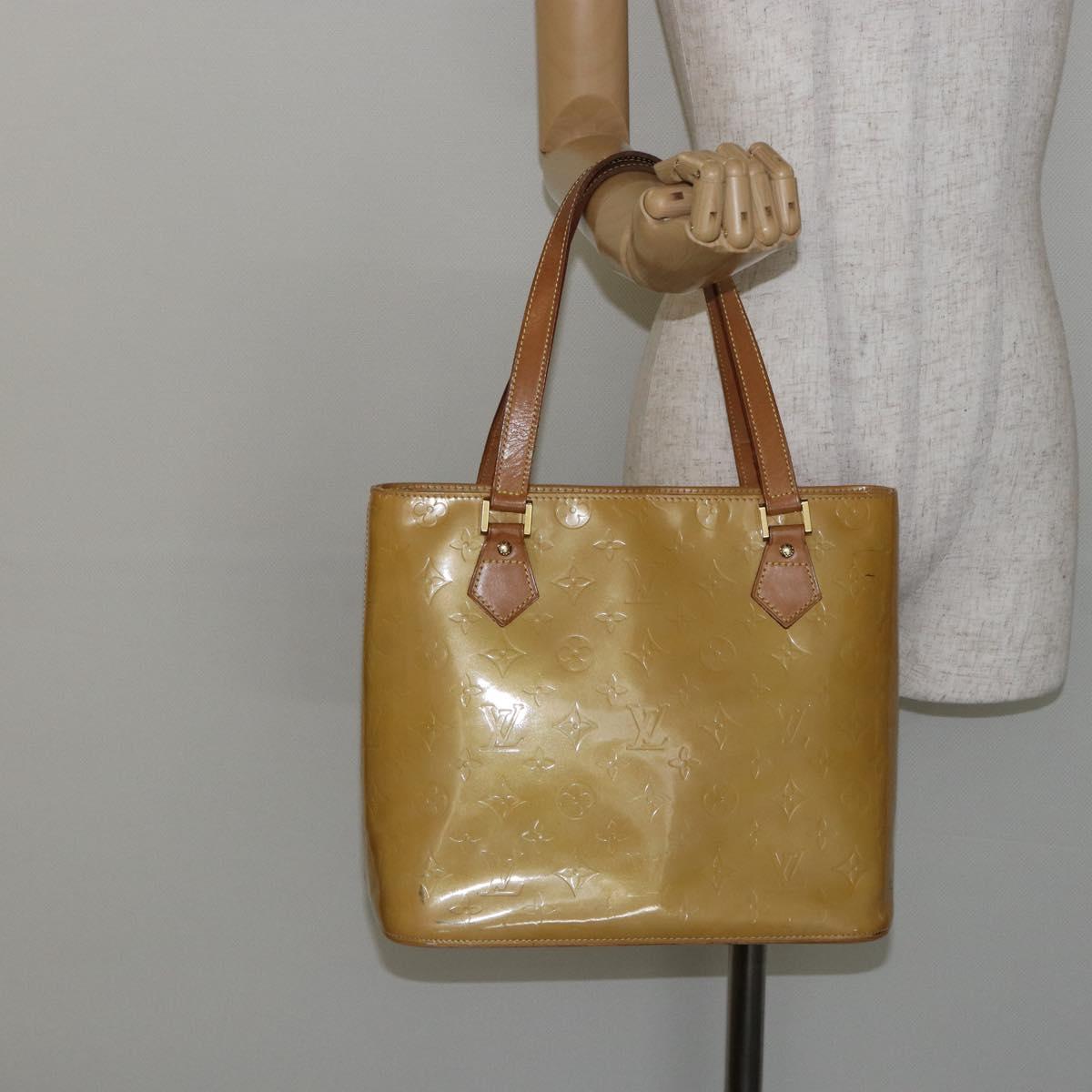 LOUIS VUITTON Monogram Vernis Houston Hand Bag Beige M91004 LV Auth 144259