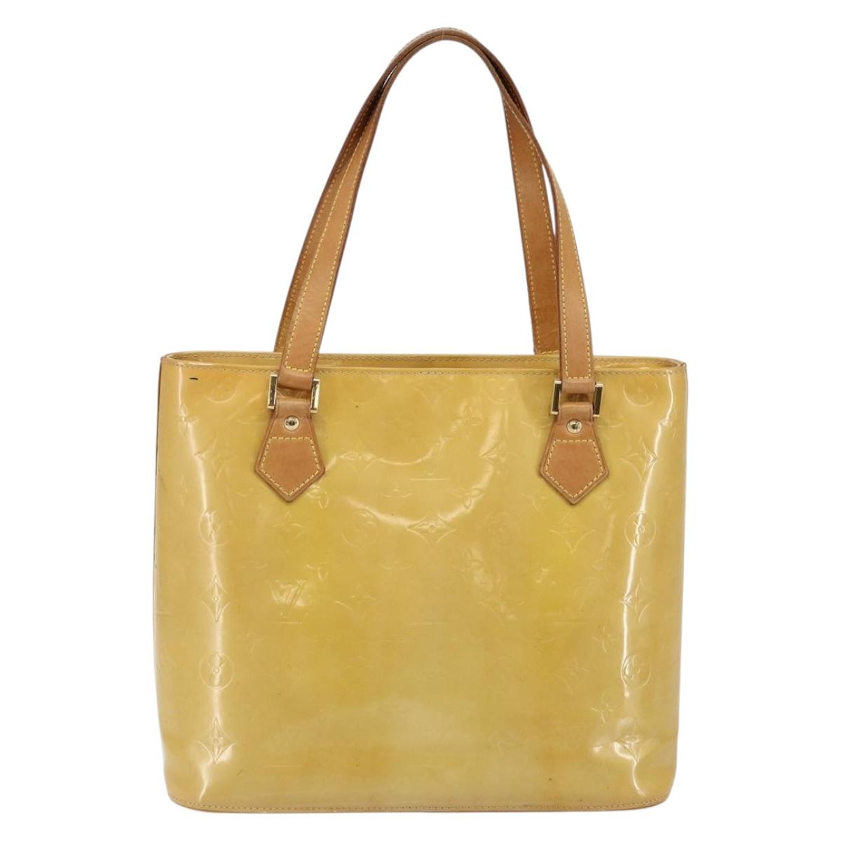 LOUIS VUITTON Monogram Vernis Houston Hand Bag Beige M91004 LV Auth 144259