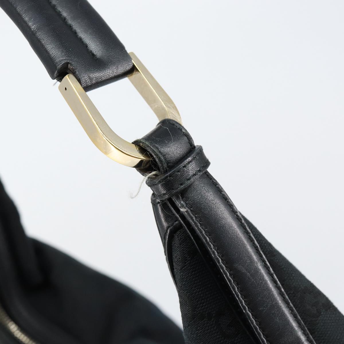 GUCCI GG Canvas Shoulder Bag Black Gold 001 42870 Auth 144271