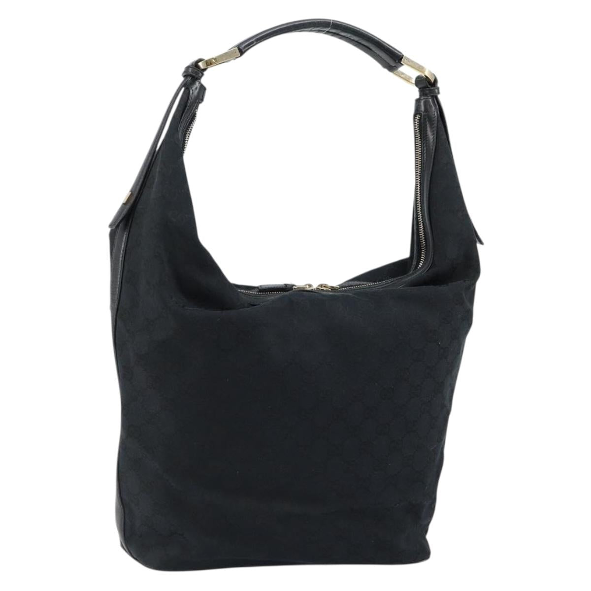 GUCCI GG Canvas Shoulder Bag Black Gold 001 42870 Auth 144271