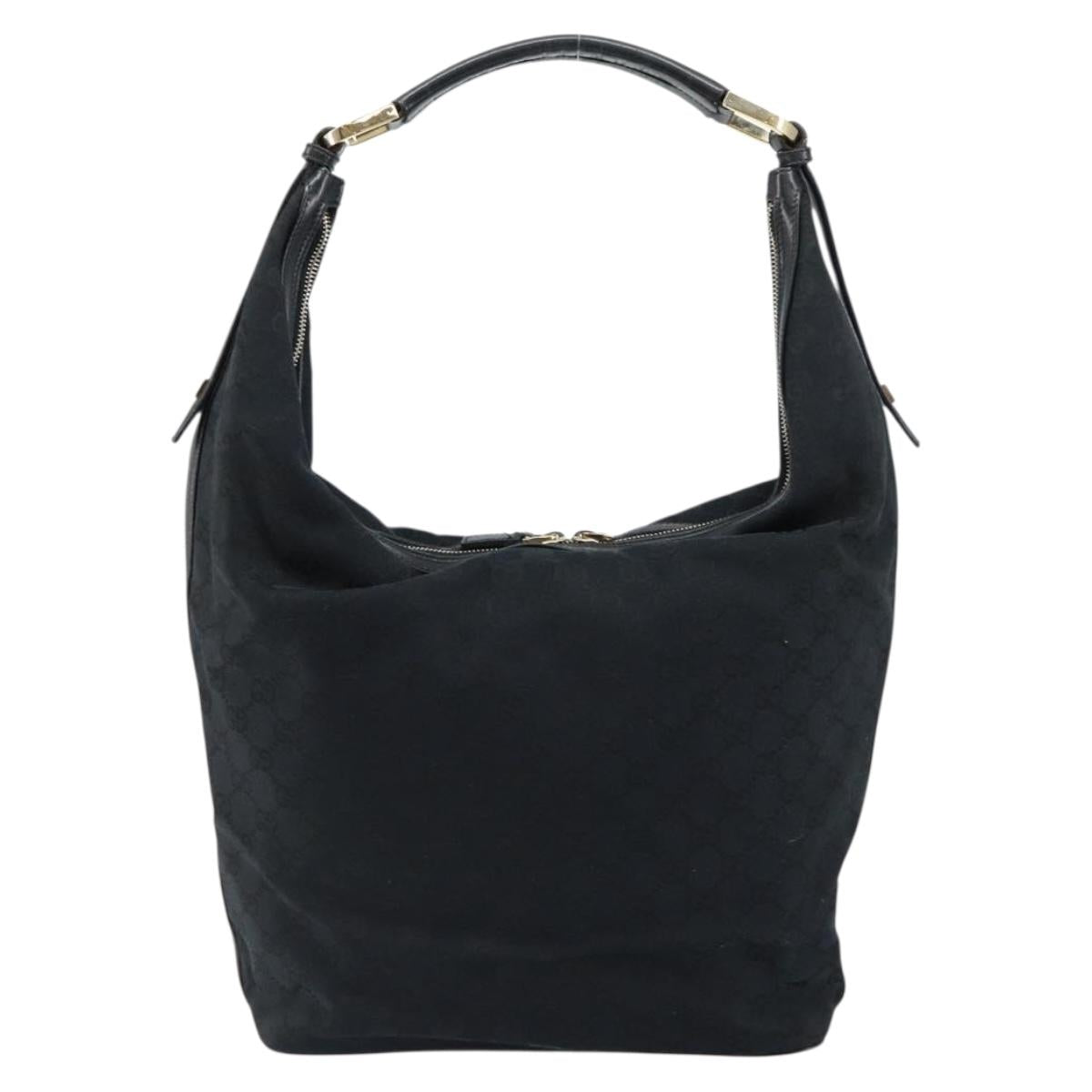 GUCCI GG Canvas Shoulder Bag Black Gold 001 42870 Auth 144271