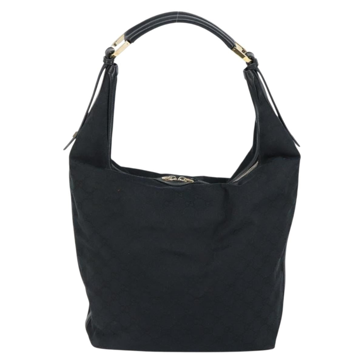 GUCCI GG Canvas Shoulder Bag Black Gold 001 42870 Auth 144271