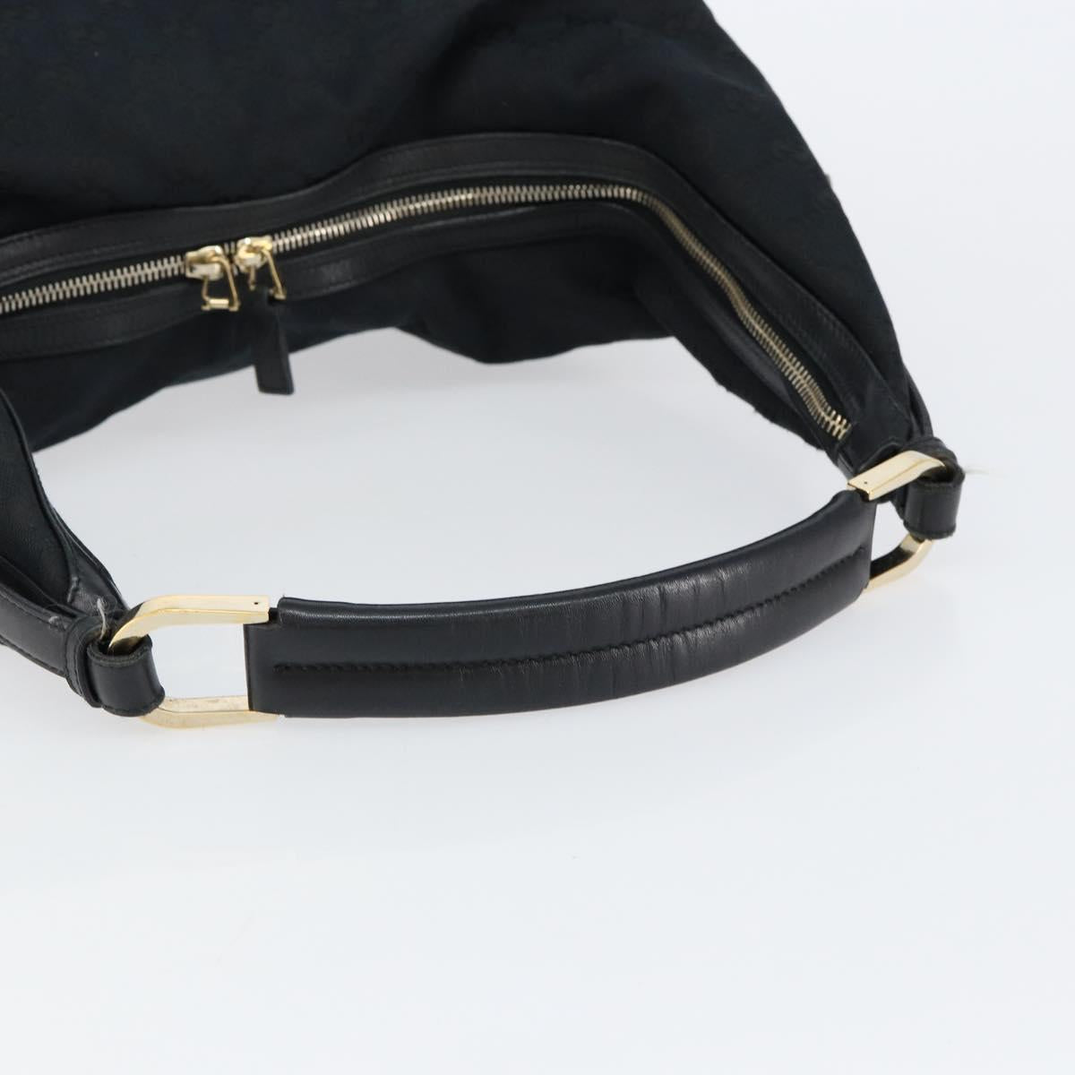 GUCCI GG Canvas Shoulder Bag Black Gold 001 42870 Auth 144271