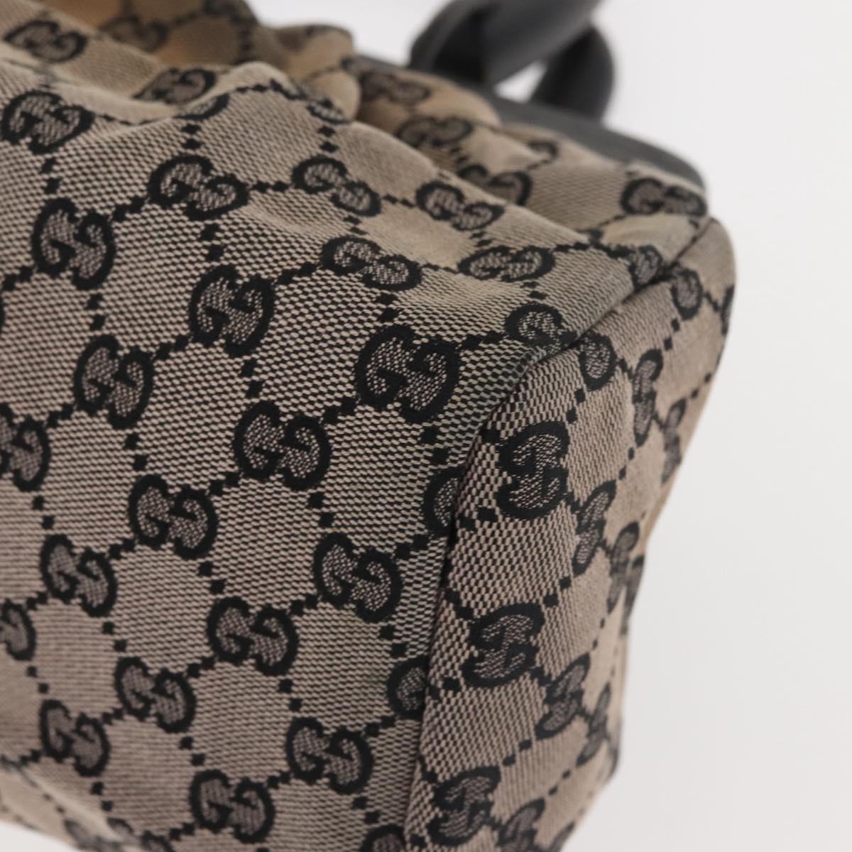 GUCCI GG Canvas Wood Handle Hand Bag Gray 112683 Auth 144272