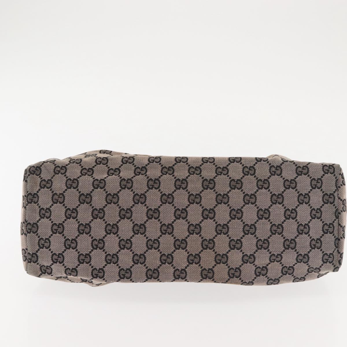 GUCCI GG Canvas Wood Handle Hand Bag Gray 112683 Auth 144272