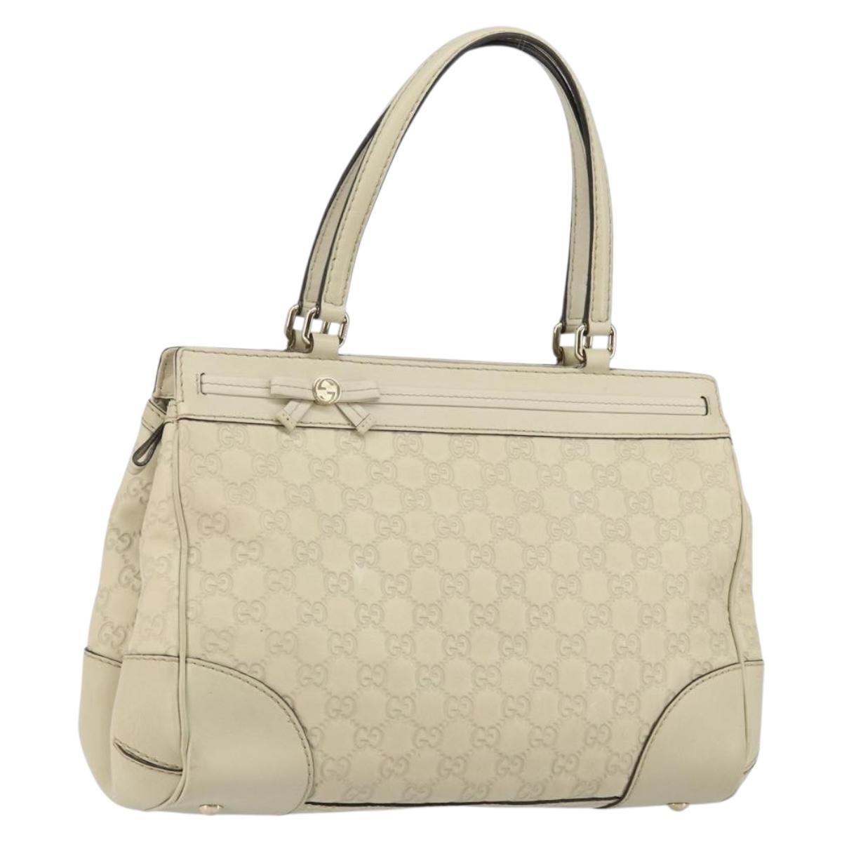 GUCCI GG Canvas Guccissima Mayfair Bag Leather Ivory Gold 257063 Auth 144274