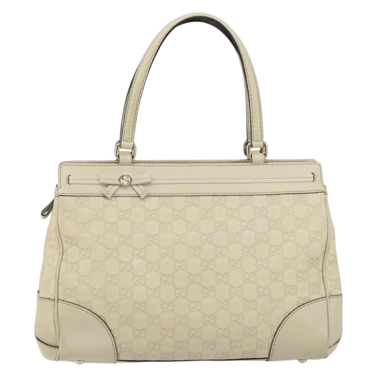 GUCCI GG Canvas Guccissima Mayfair Bag Leather Ivory Gold 257063 Auth 144274