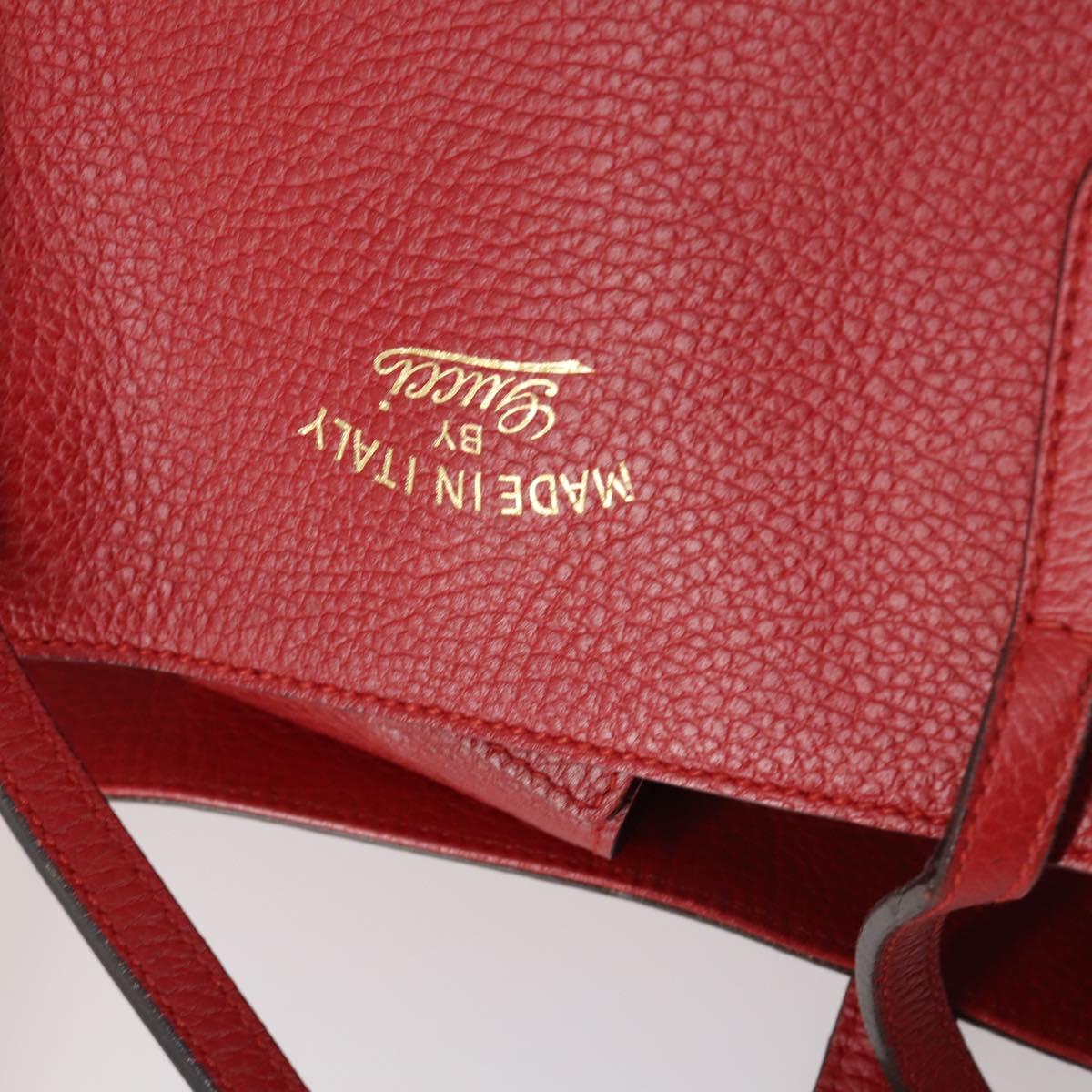 GUCCI Swing Tote Bag Leather Red Gold 354397 Auth 144275
