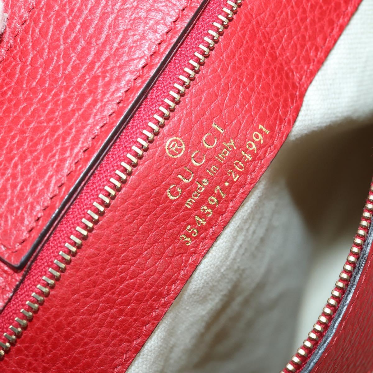 GUCCI Swing Tote Bag Leather Red Gold 354397 Auth 144275