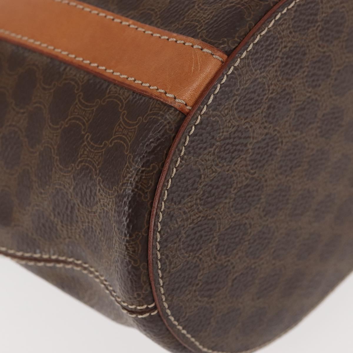 CELINE Macadam Canvas Tote Bag PVC Leather Brown Gold Auth 144276