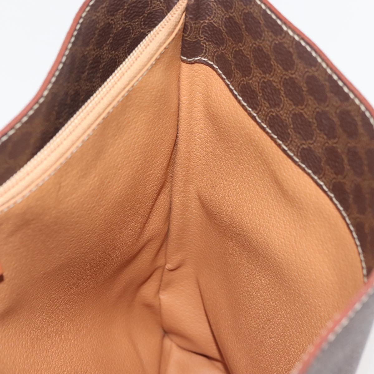 CELINE Macadam Canvas Tote Bag PVC Leather Brown Gold Auth 144276