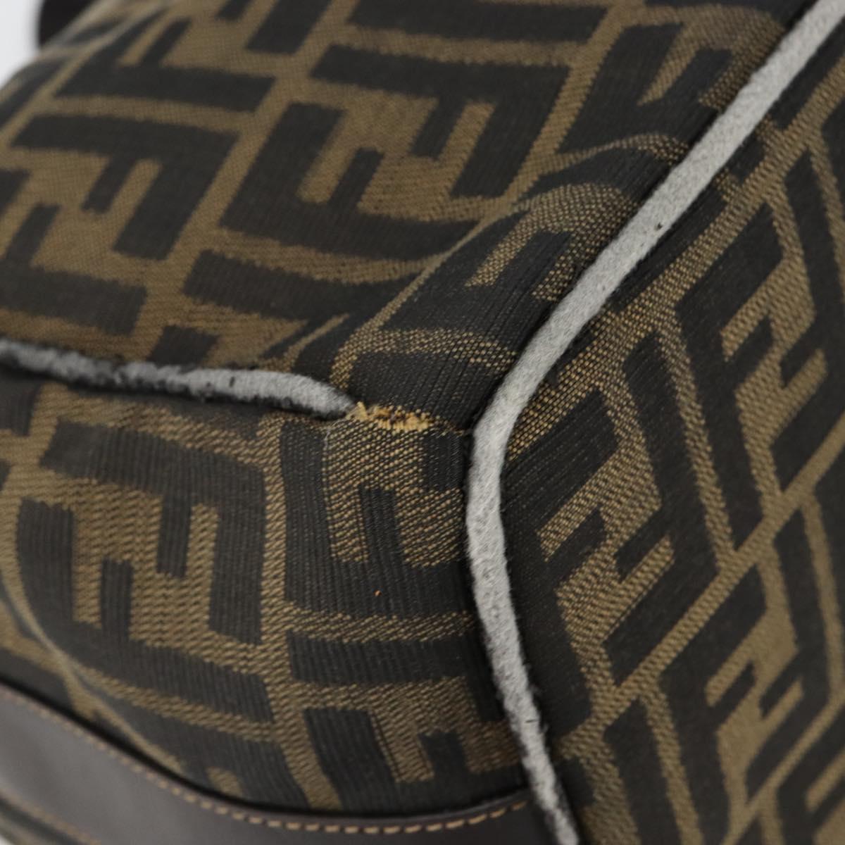 FENDI Zucca Canvas Vanity Bag Black Brown Auth 144277
