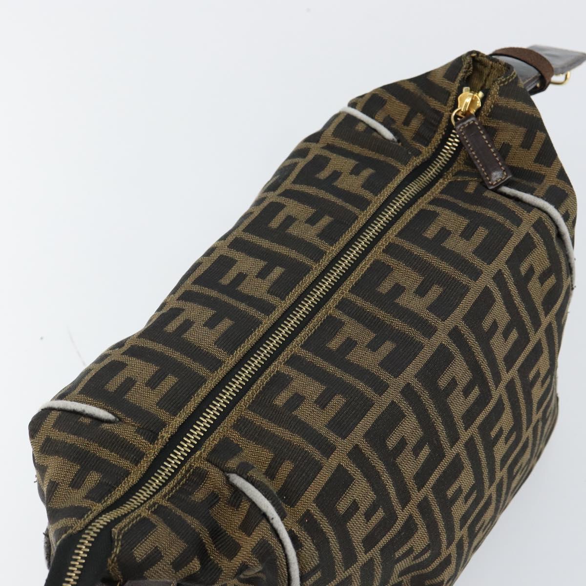 FENDI Zucca Canvas Vanity Bag Black Brown Auth 144277