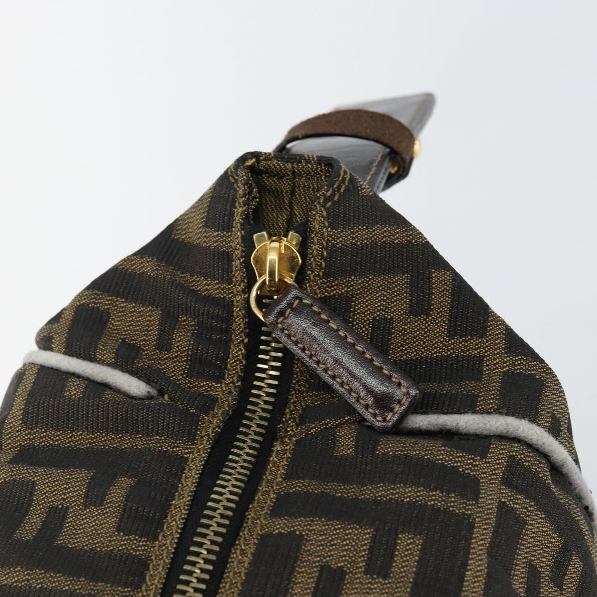 FENDI Zucca Canvas Vanity Bag Black Brown Auth 144277