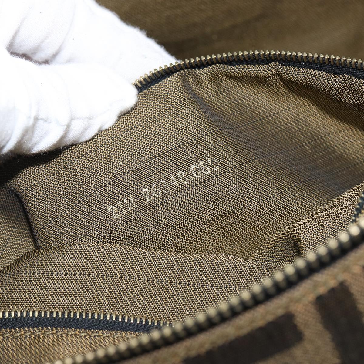 FENDI Zucca Canvas Vanity Bag Black Brown Auth 144277