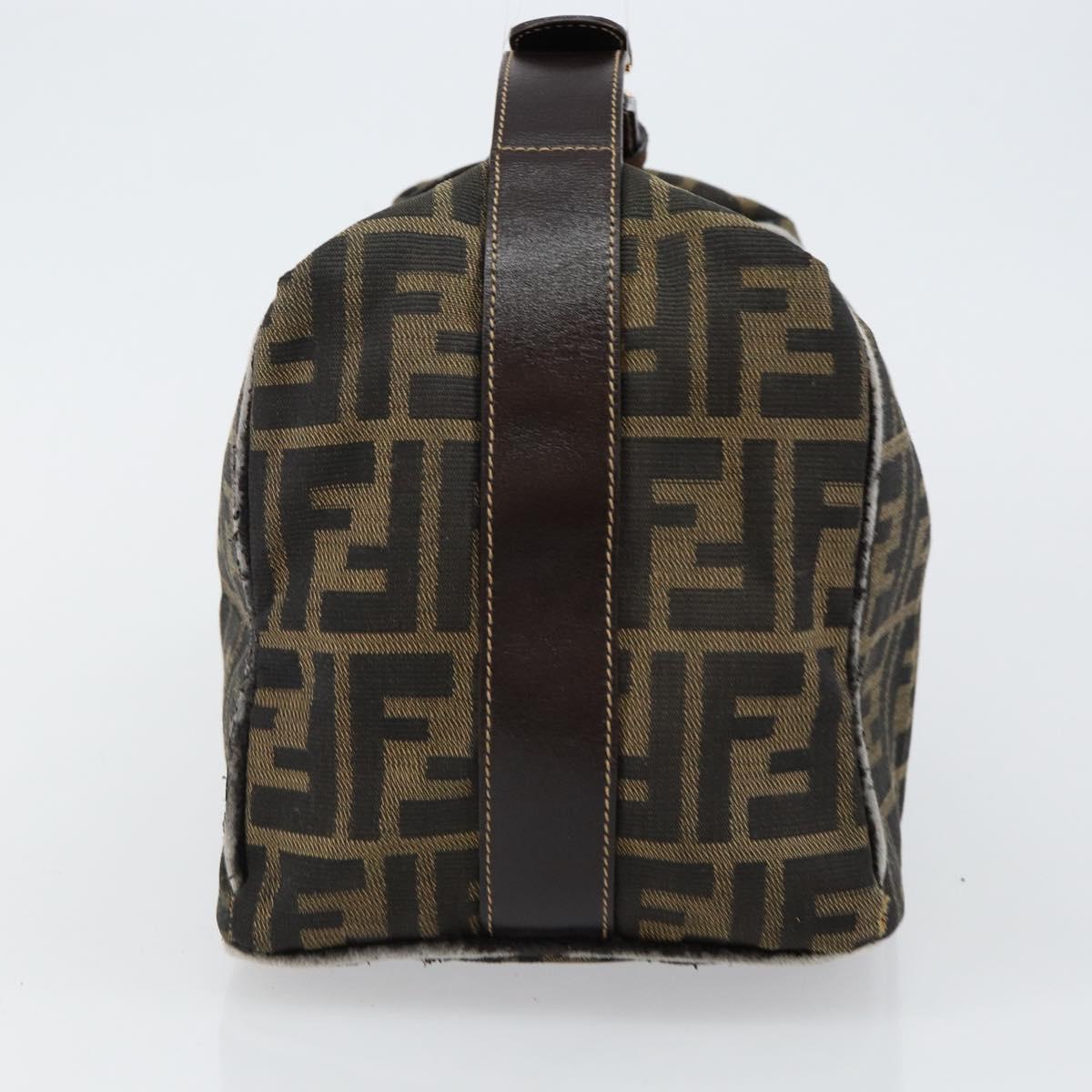 FENDI Zucca Canvas Vanity Bag Black Brown Auth 144277