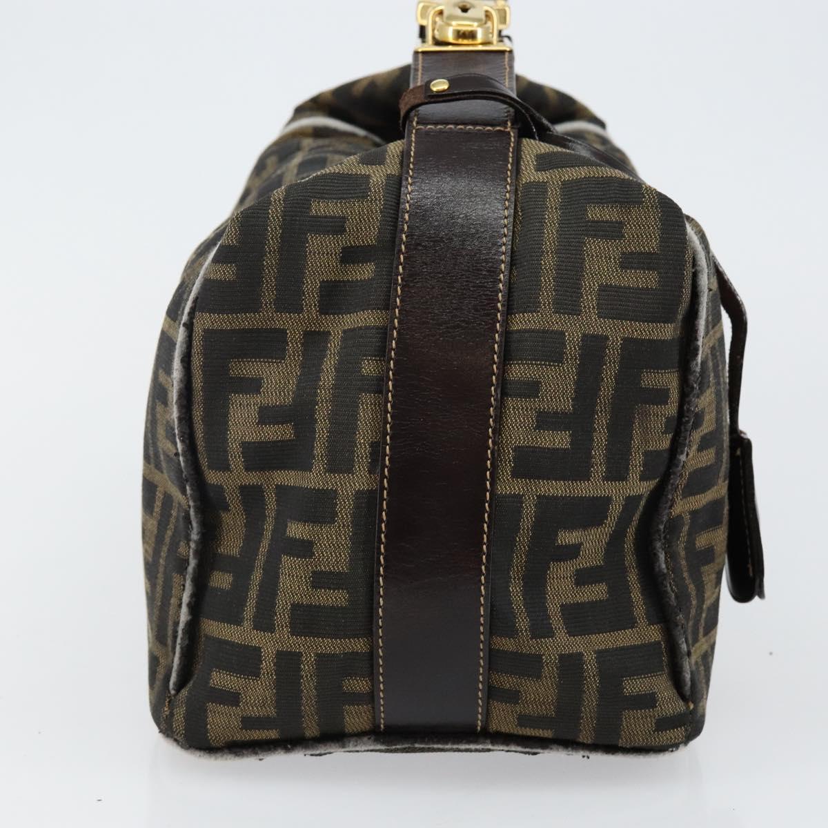FENDI Zucca Canvas Vanity Bag Black Brown Auth 144277