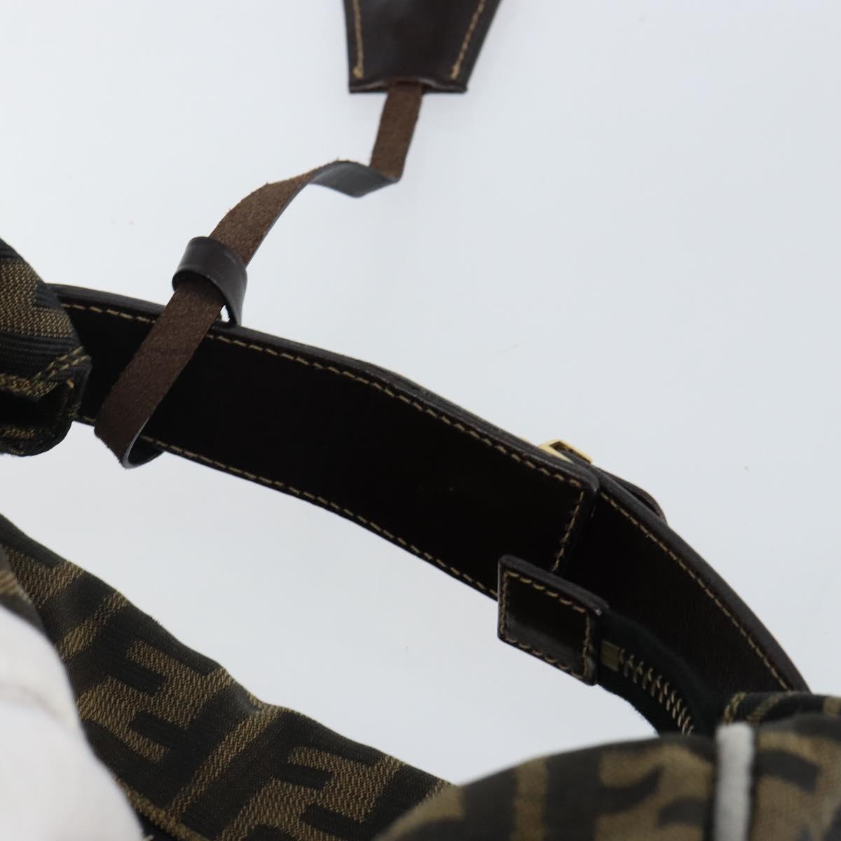 FENDI Zucca Canvas Vanity Bag Black Brown Auth 144277