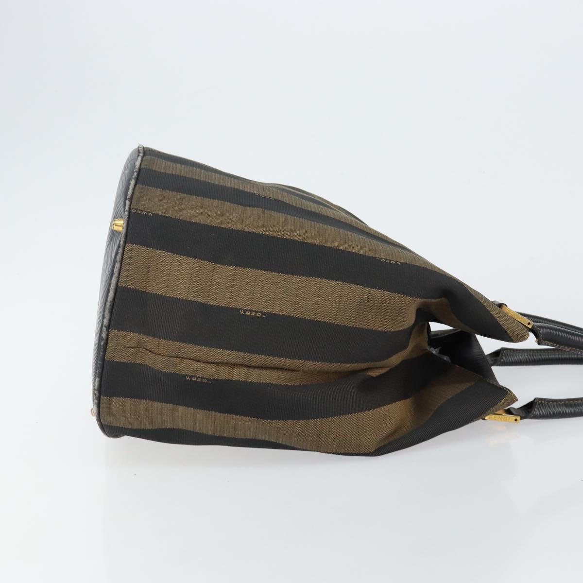FENDI Pecan Canvas Hand Bag Black Brown Auth 144279