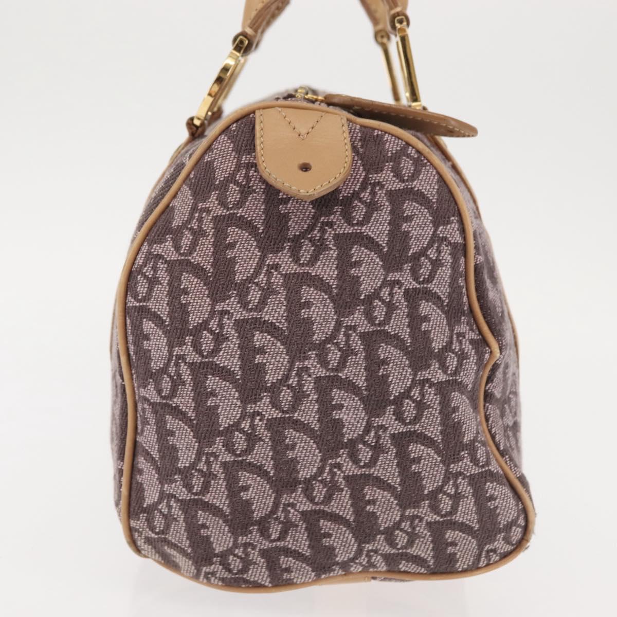 Christian Dior Trotter Canvas Mini Boston Bag Pink Gold Auth 144280