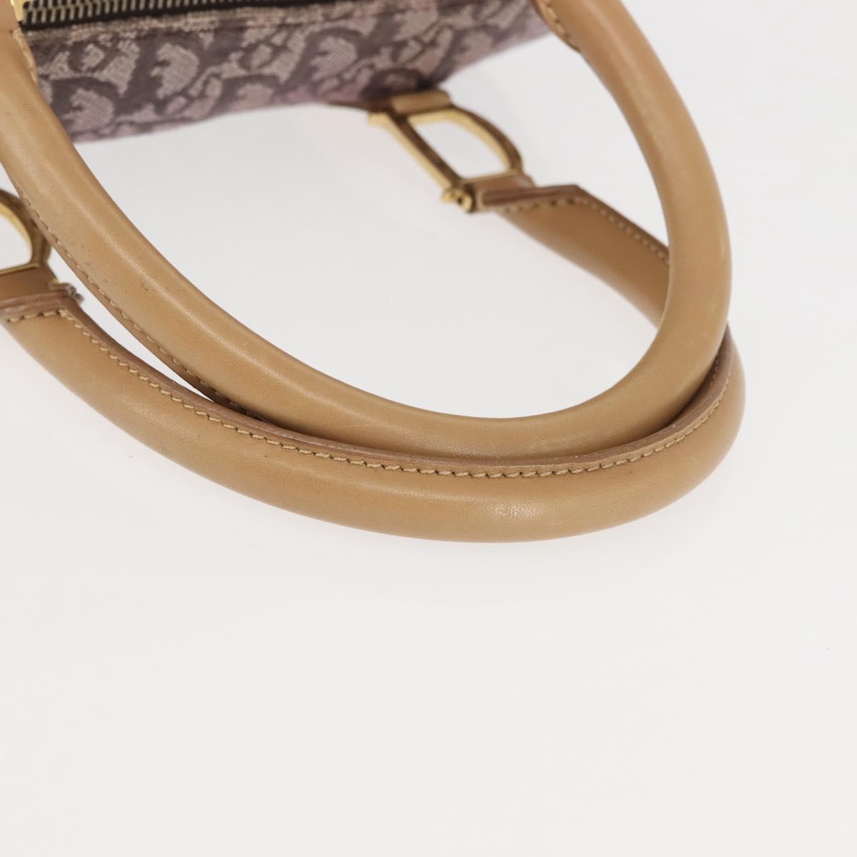 Christian Dior Trotter Canvas Mini Boston Bag Pink Gold Auth 144280