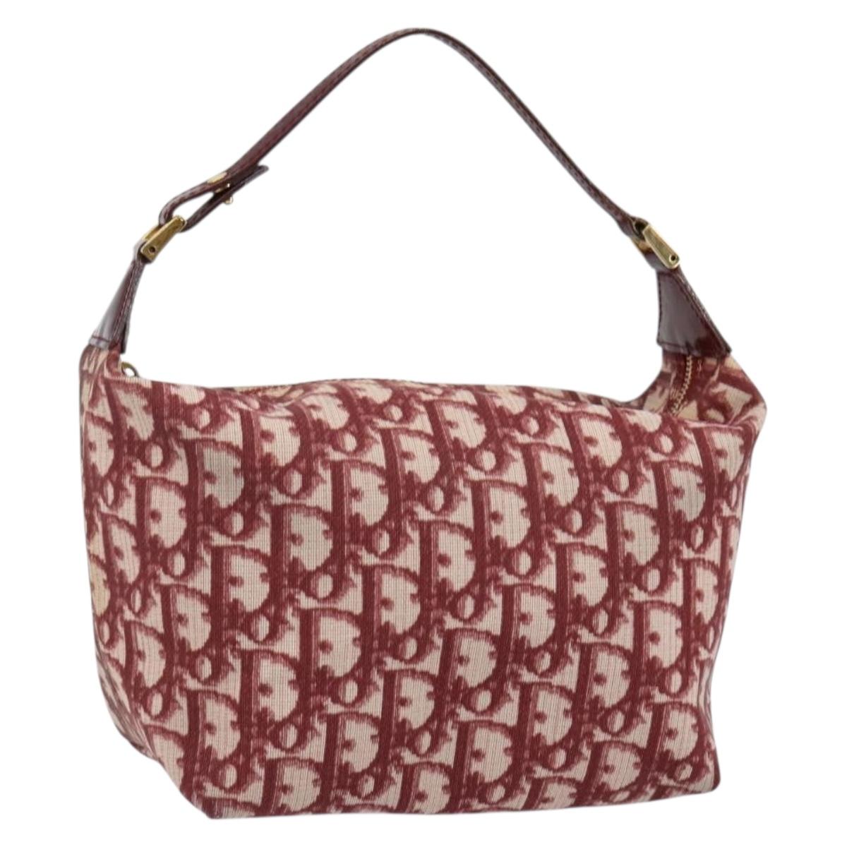 Christian Dior Trotter Canvas Hand Bag PVC Red Gold Auth 144281V