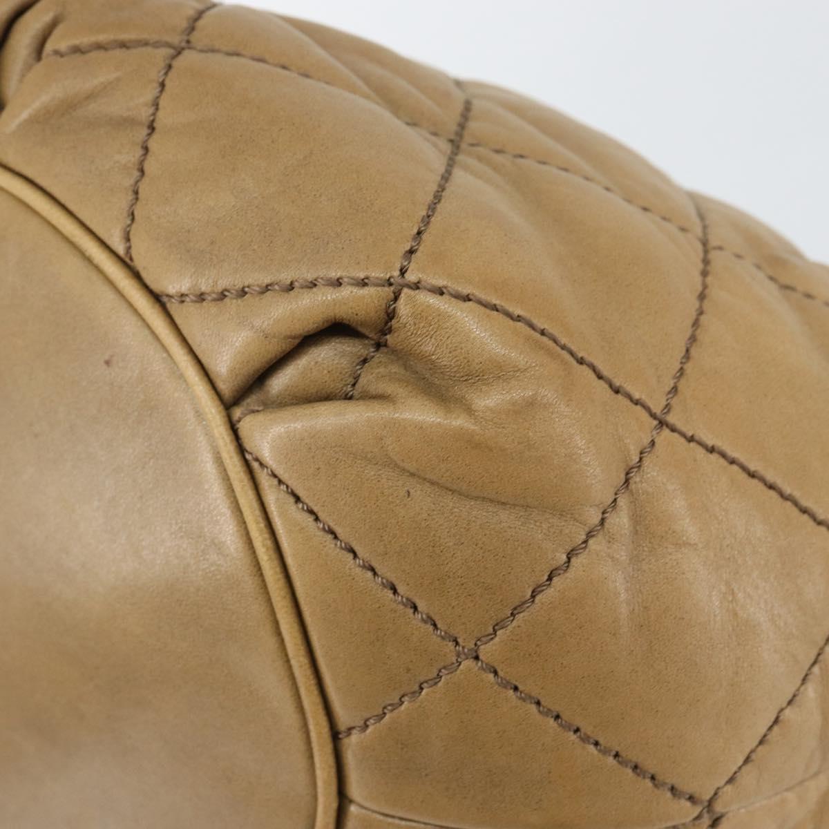 CHANEL Wild Stitch Shoulder Bag Leather Brown Gold CC Auth 144304