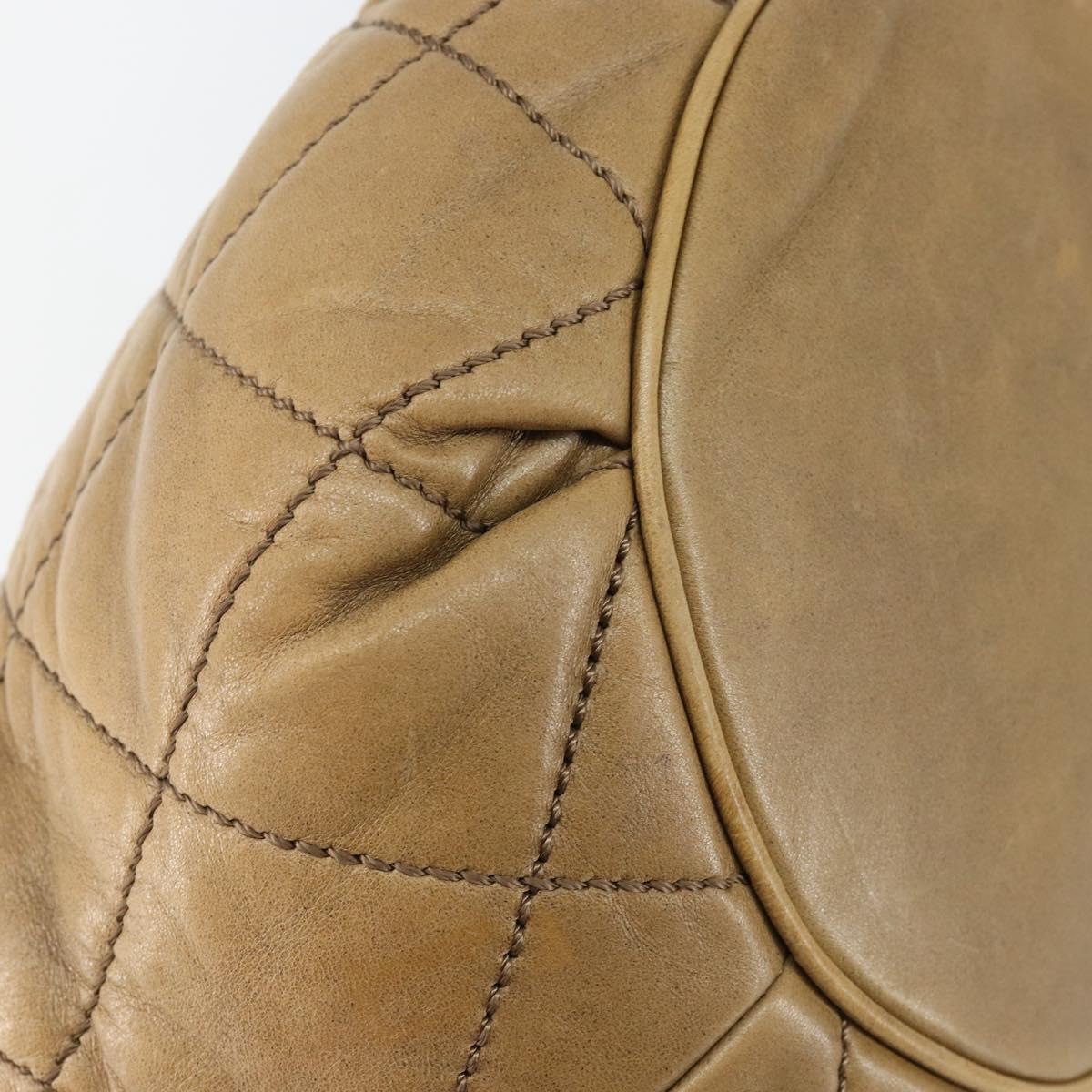 CHANEL Wild Stitch Shoulder Bag Leather Brown Gold CC Auth 144304