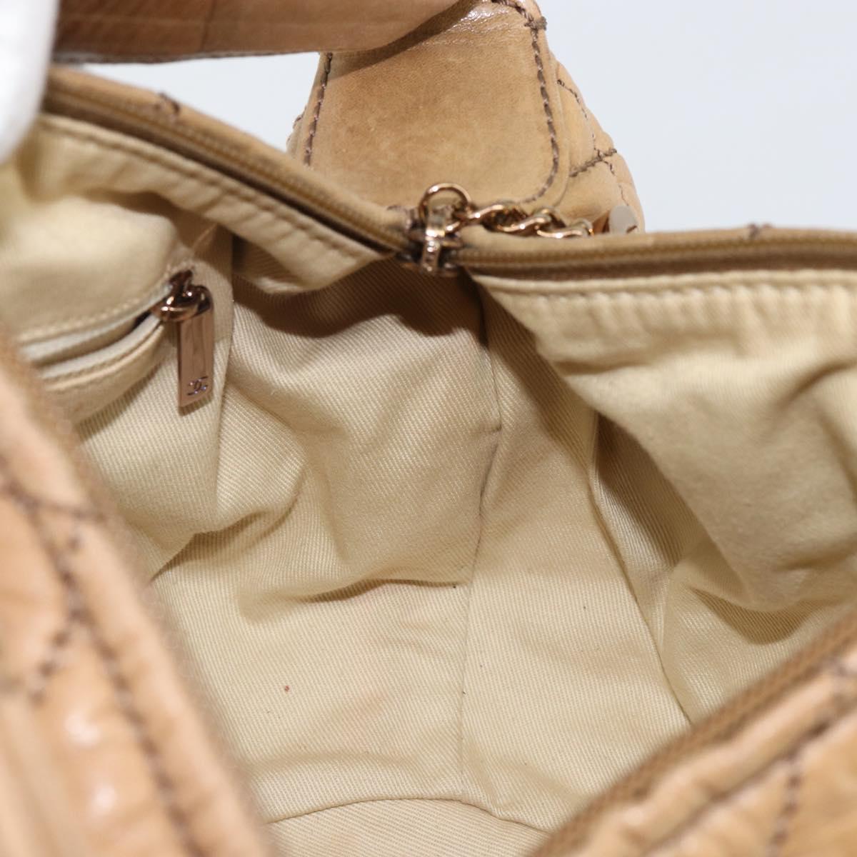 CHANEL Wild Stitch Shoulder Bag Leather Brown Gold CC Auth 144304