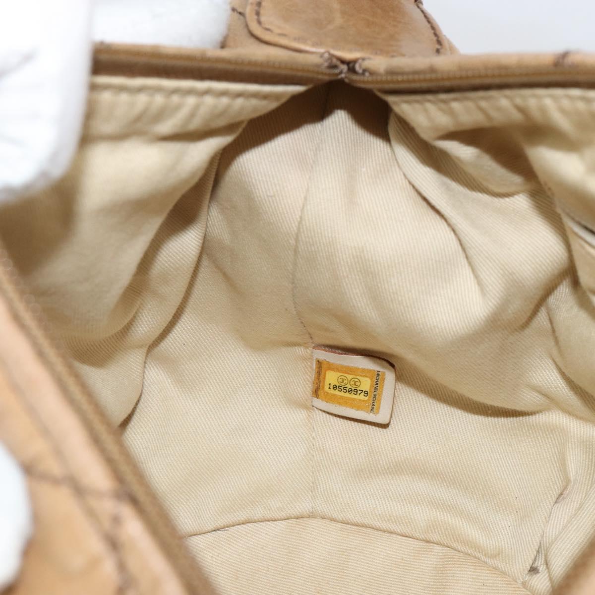 CHANEL Wild Stitch Shoulder Bag Leather Brown Gold CC Auth 144304