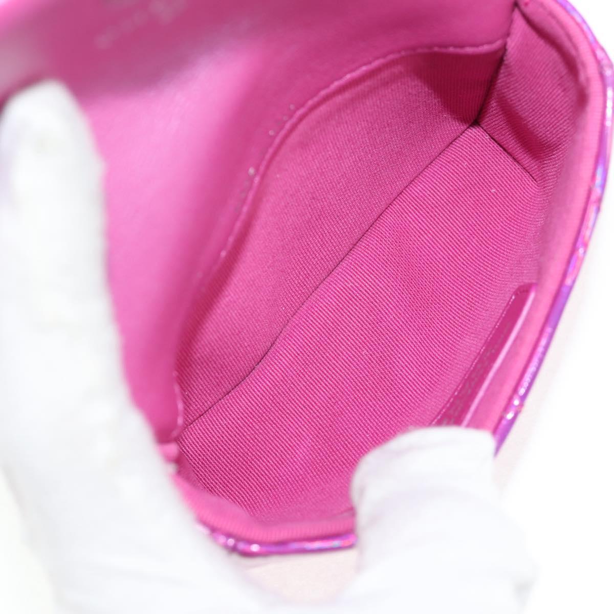CHANEL Matelasse Hand Pouch Patent leather Pink Silver CC Auth 144306A