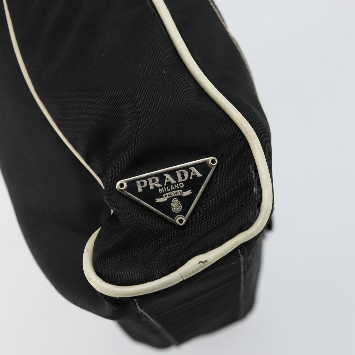 PRADA Shoulder Bag Nylon Black Silver Auth 144308