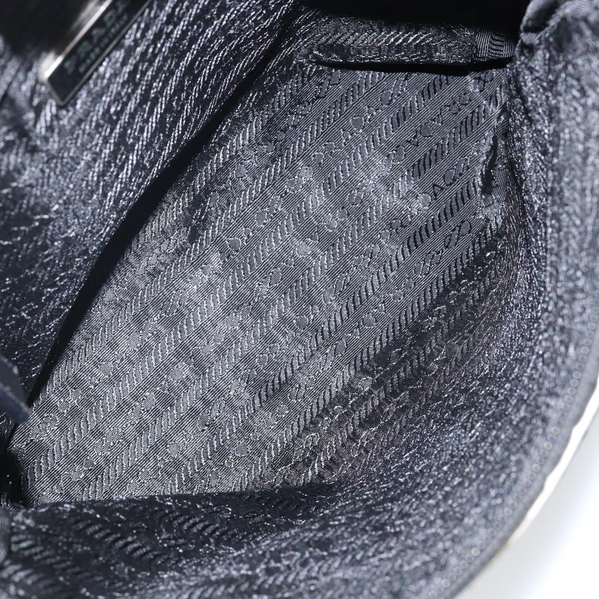 PRADA Shoulder Bag Nylon Black Silver Auth 144308