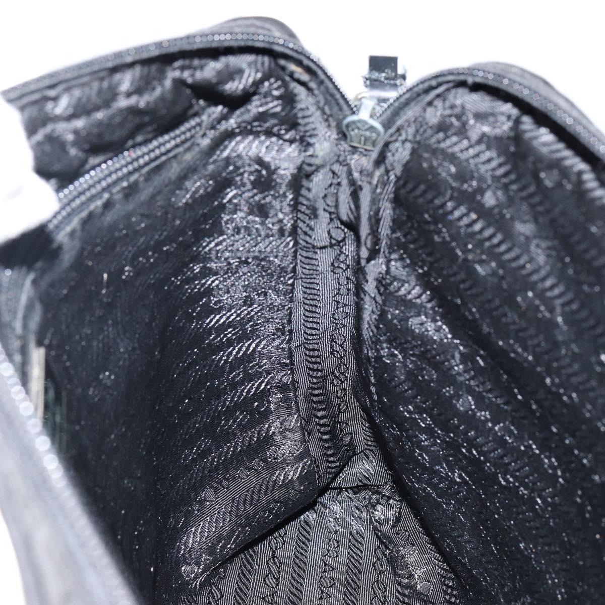 PRADA Shoulder Bag Nylon Black Silver Auth 144308