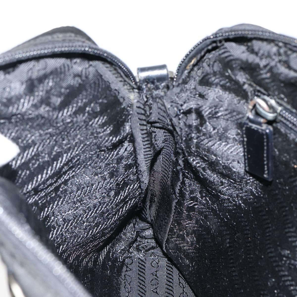 PRADA Shoulder Bag Nylon Black Silver Auth 144308